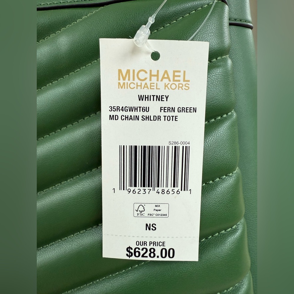 MICHAEL KORS Whitney Medium Chain Shoulder Tote in Fern Green NWT & Dust Bag - Picture 9 of 12